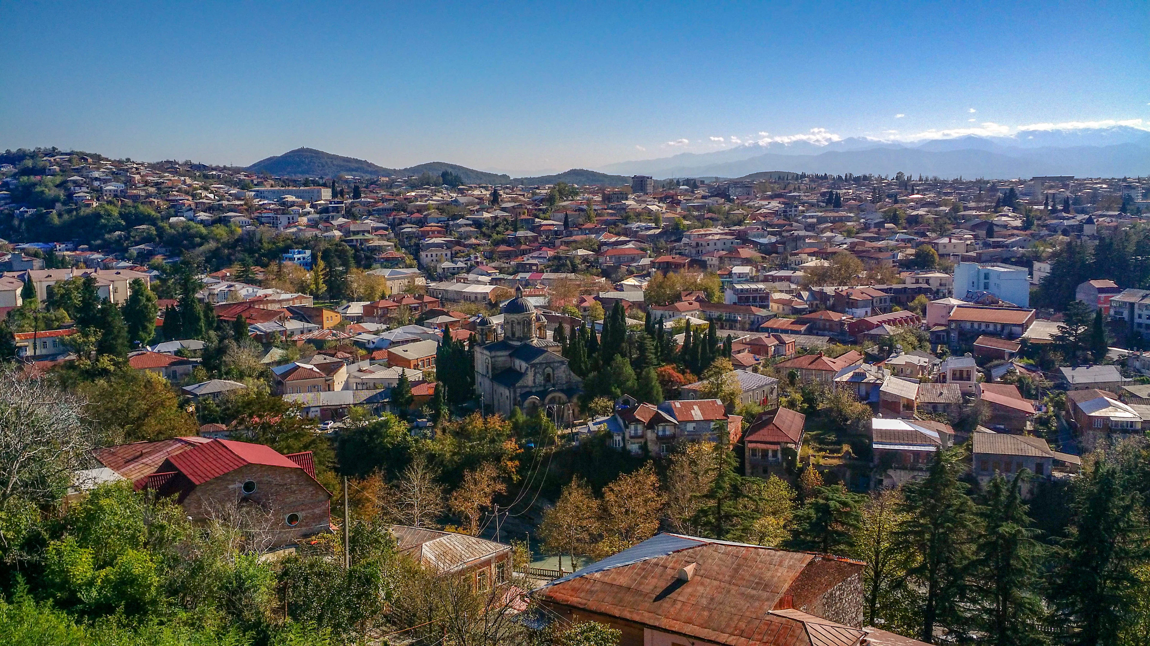 The rooftops and hills of Kutaisi, seen from Bagrati Cathedral