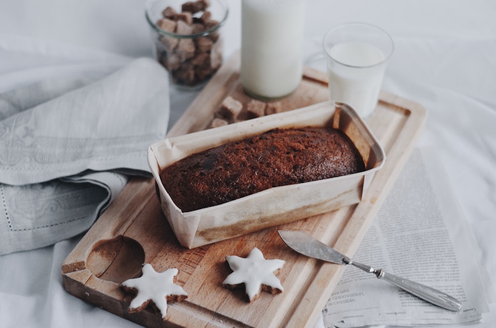 brown food on white ceramic tray