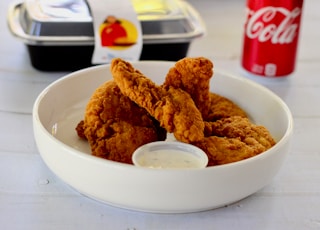 fried chicken on white ceramic plate