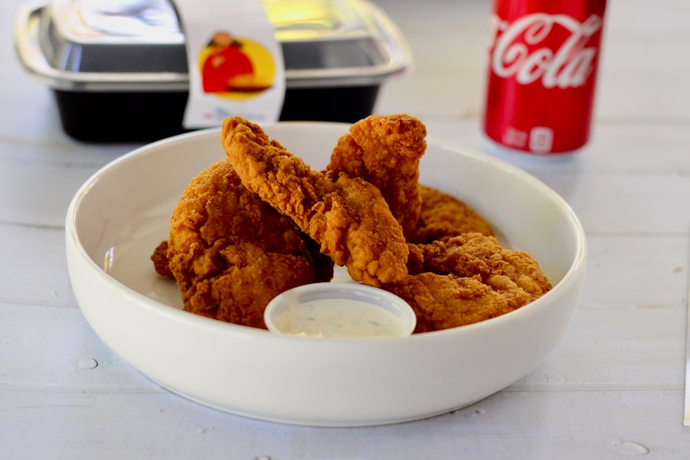 fried chicken on white ceramic plate