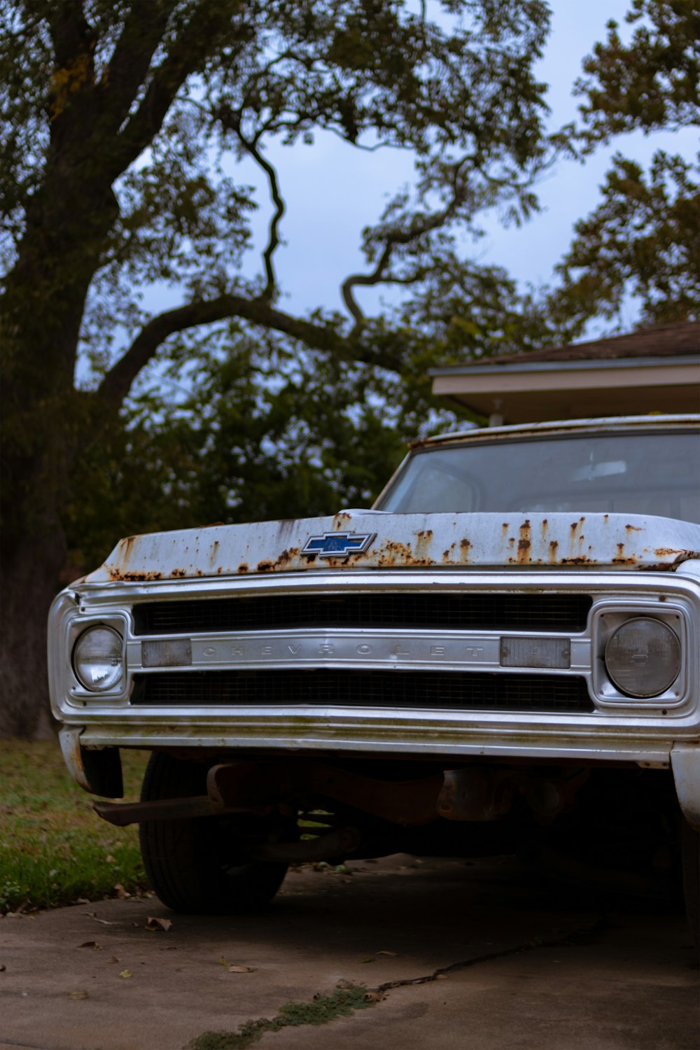 white chevrolet car on green grass field during daytime