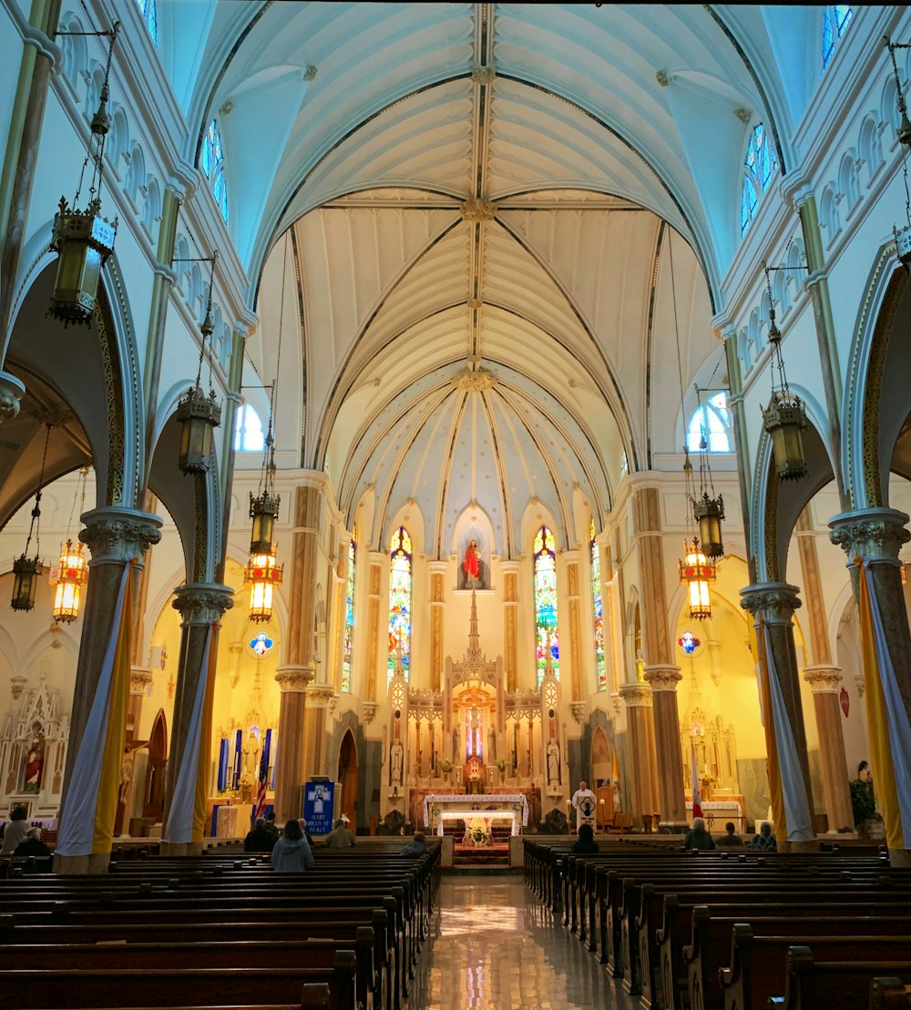 white and brown cathedral interior