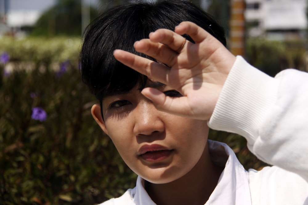 boy in white collared shirt