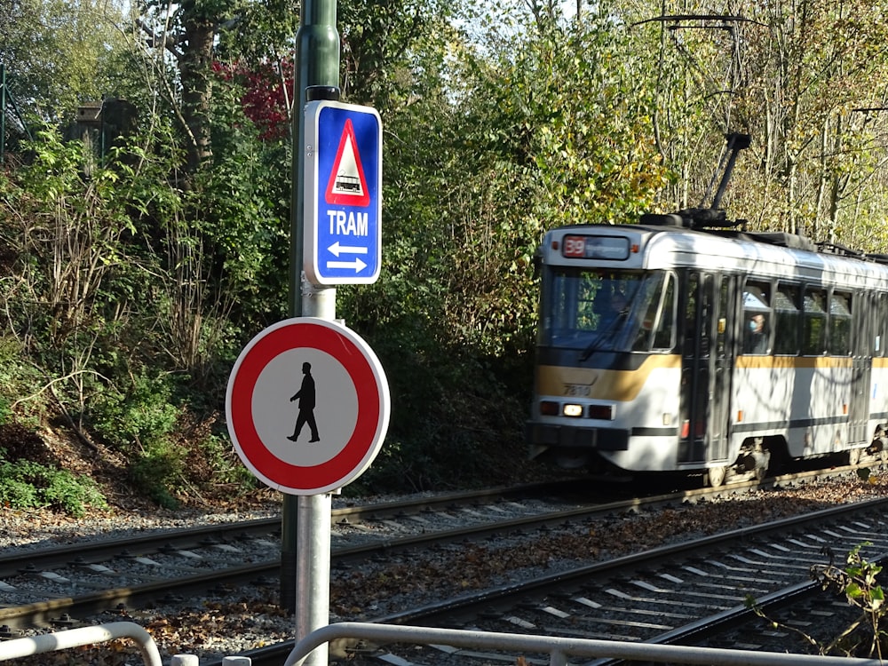 white and black train on rail tracks