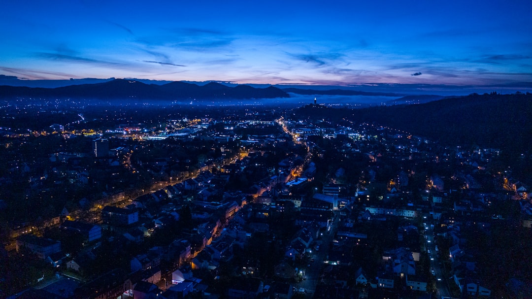 aerial view of city during night time