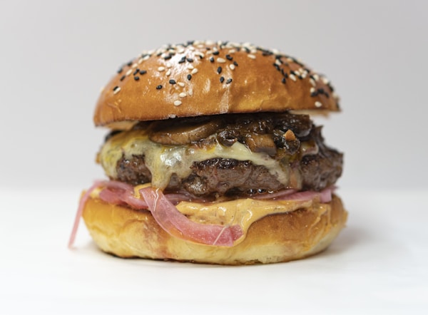 Burger with ham and cheese