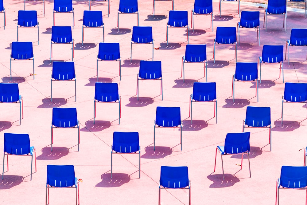 blue and white plastic chairs