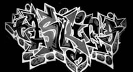 A close-up of Chambeh's intricate graffiti lettering.