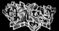 Close-up of intricate graffiti lettering with sharp edges and bright highlights.