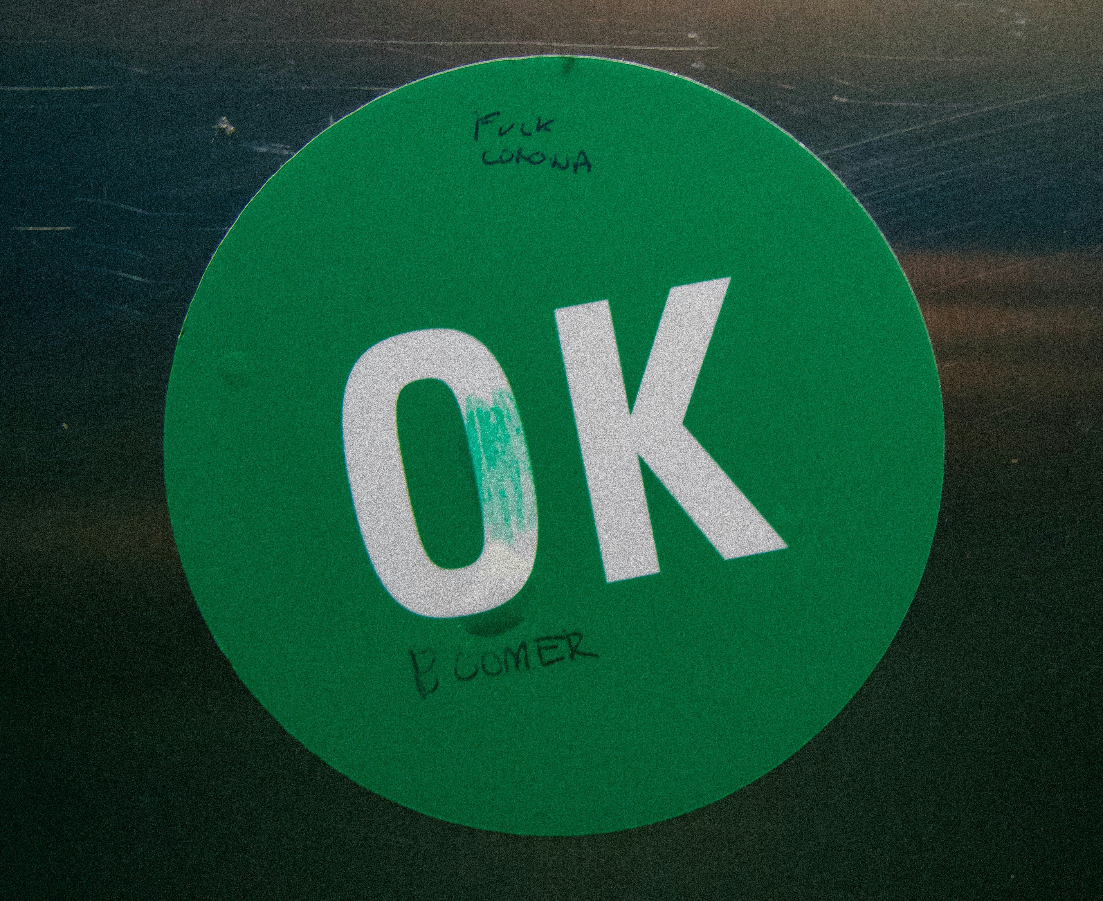 OK boomer sticker in elevator in Ghent, Belgium