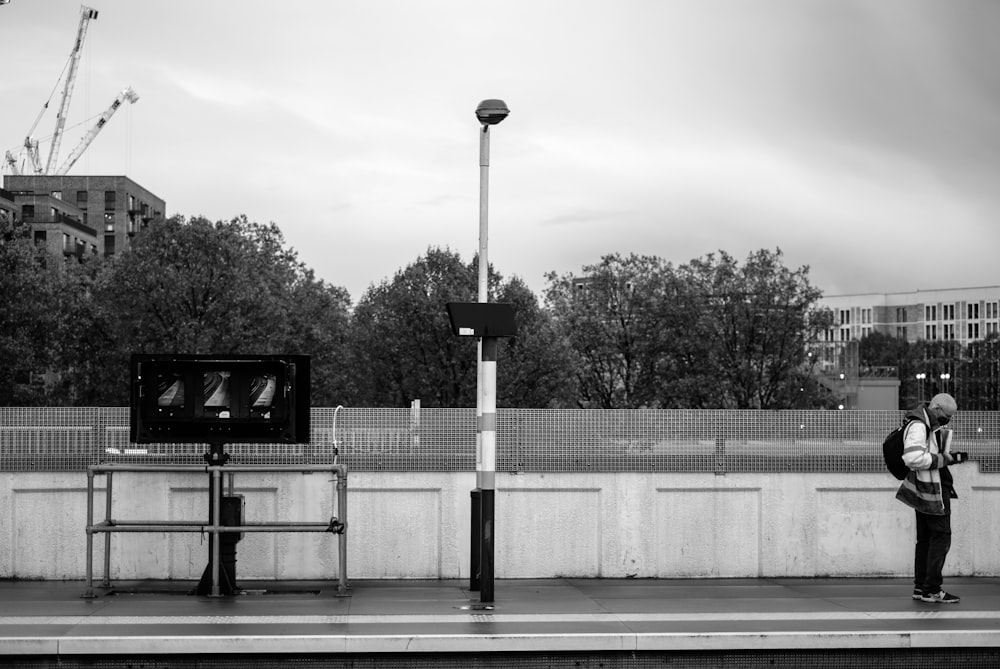 grayscale photo of a park