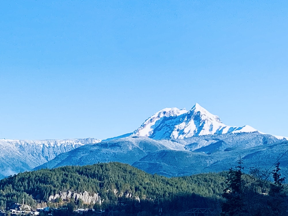 montagna coperta di neve sotto il cielo blu durante il giorno