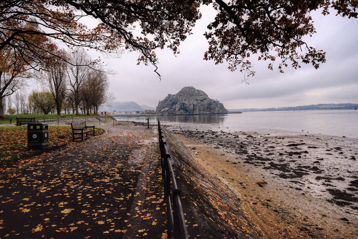 Dumbarton Castle on Dumbarton Rock beside the River Clyde, West Dunbartonshire