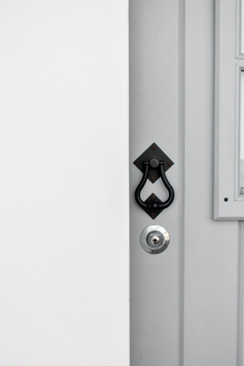 black and silver door lever