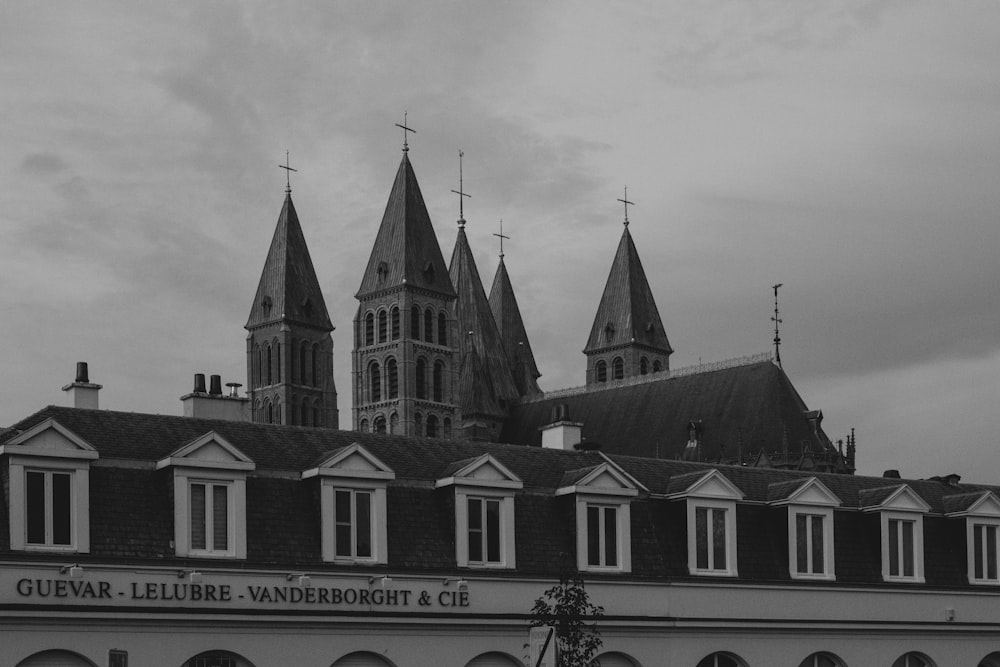 grayscale photo of concrete building