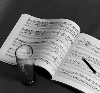 musical notes on black table