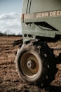 Close-up of modern agricultural machinery working in a fertile field.