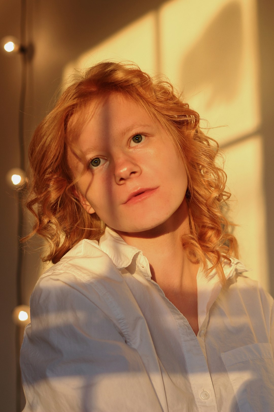 girl in white collared shirt