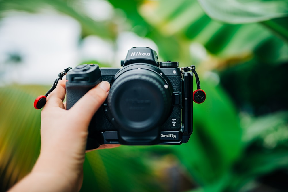 person holding black nikon dslr camera