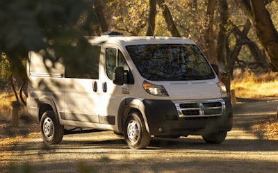 white van parked on gray asphalt road during daytime