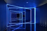 blue and white floor tiles