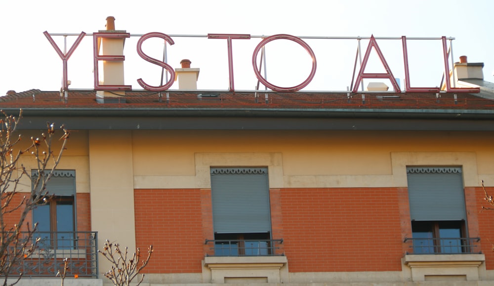 a building with a sign on top of it