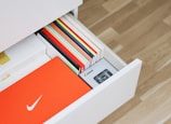 white and red nike shoe box