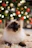 white and black cat on brown wooden table