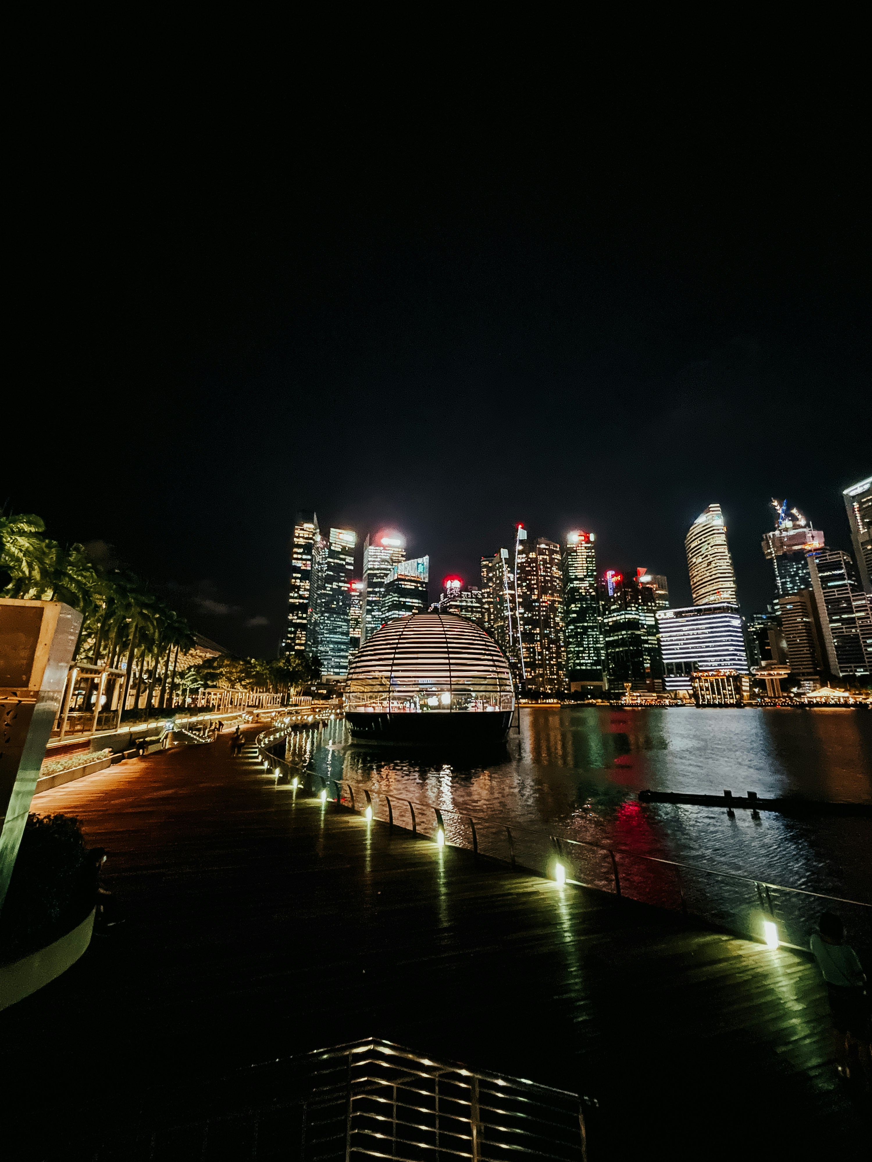 city skyline during night time