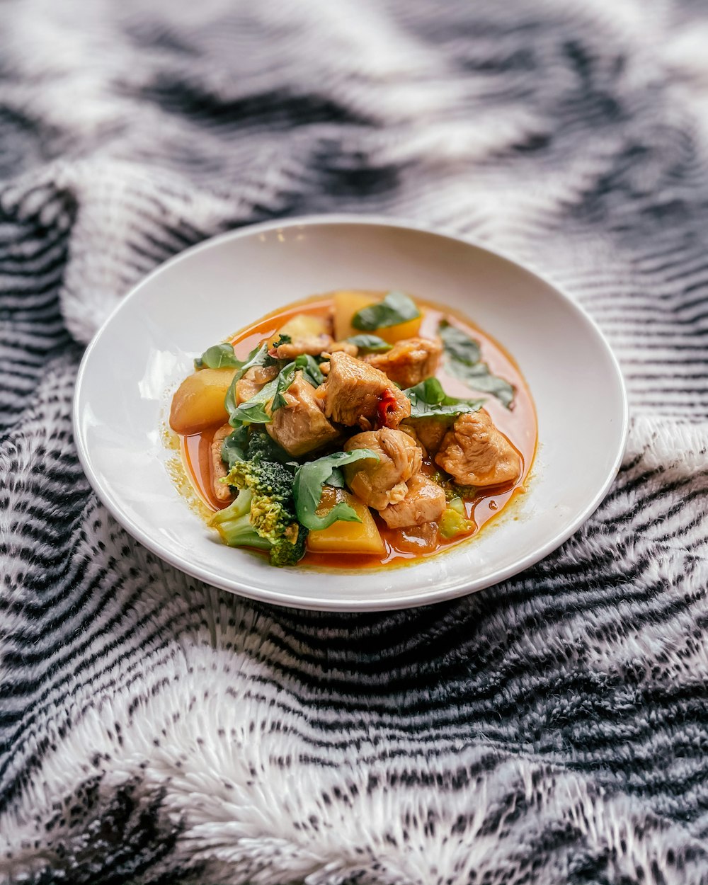 cooked food on white ceramic plate