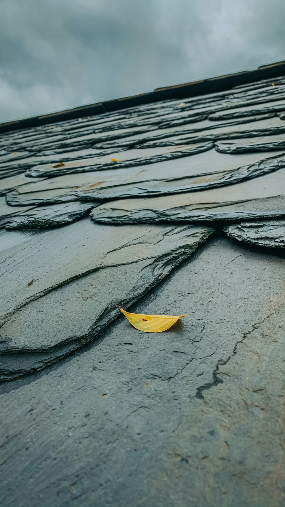 Paraguas amarillo sobre piso de concreto gris