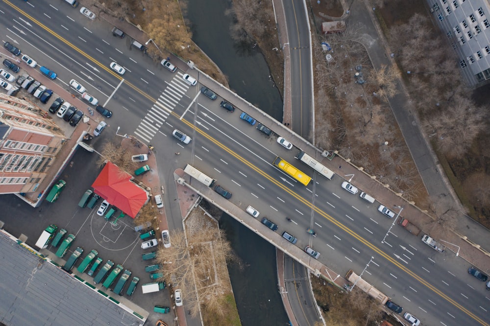 aerial view of a highway