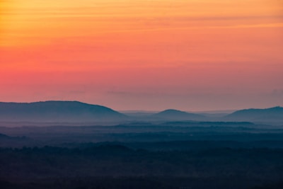 silhouette of mountains during sunset