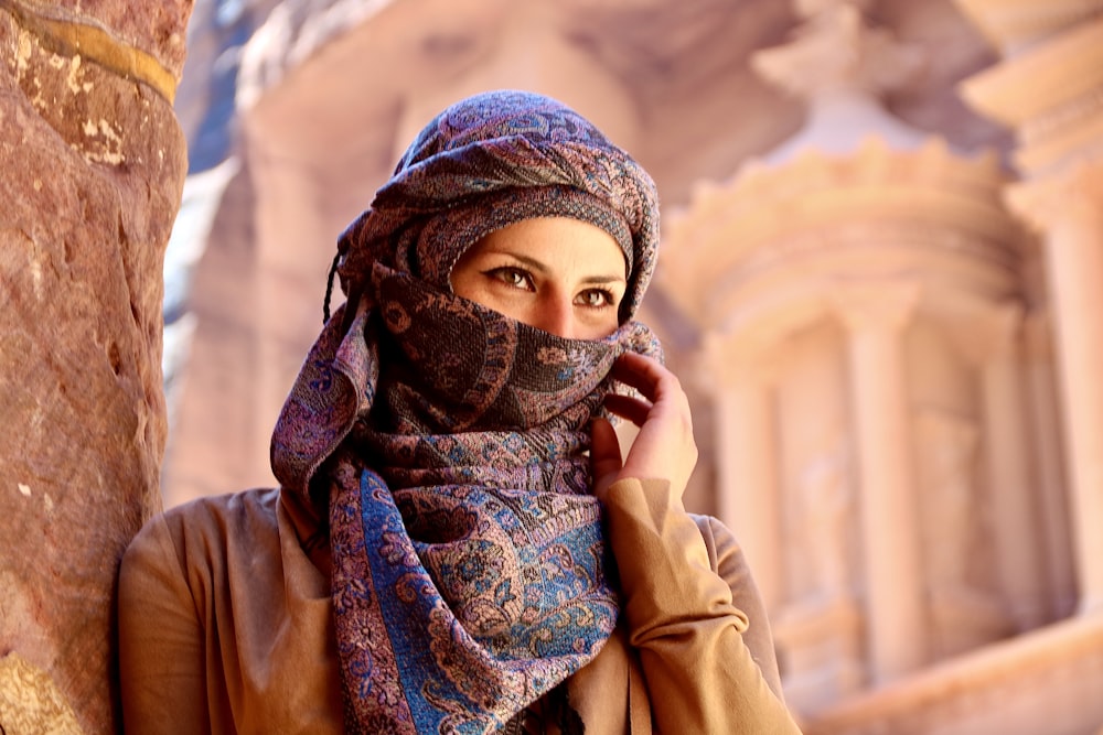 woman in blue and white hijab