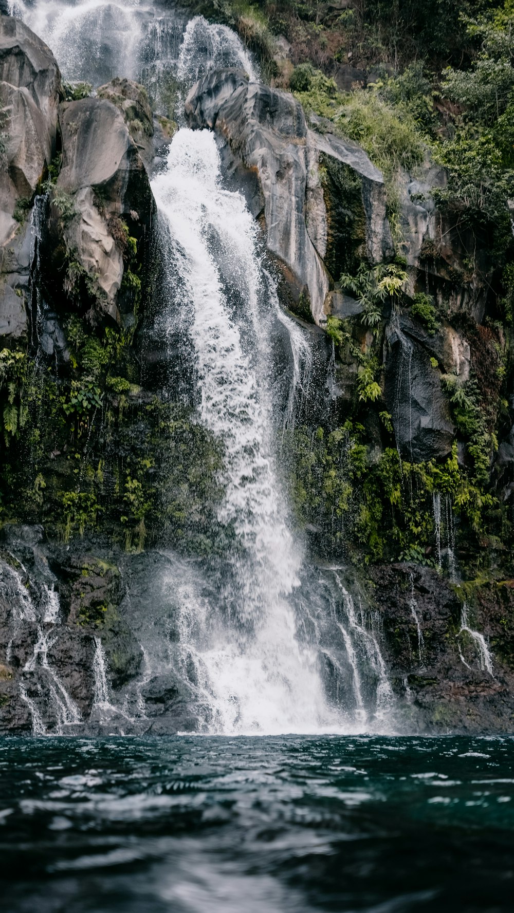 waterfalls in the middle of the forest