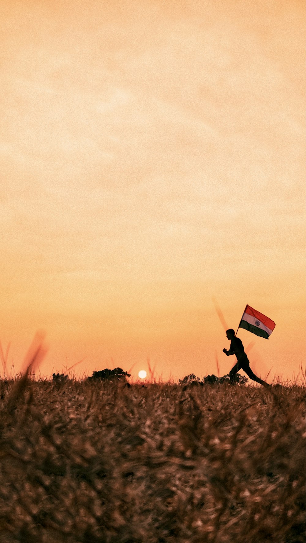 red flag on brown grass field during daytime