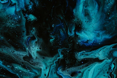 blue and white abstract painting fluid teams background