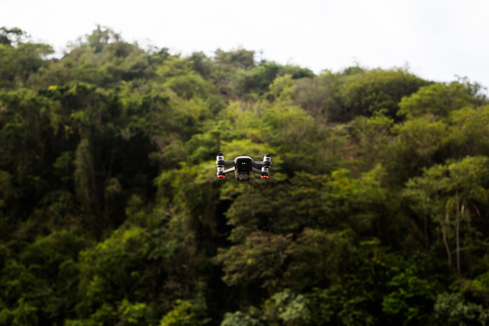 black cable car over green trees during daytime