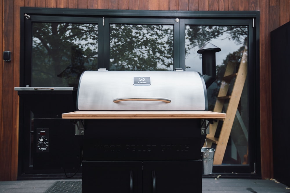 white and black outdoor grill