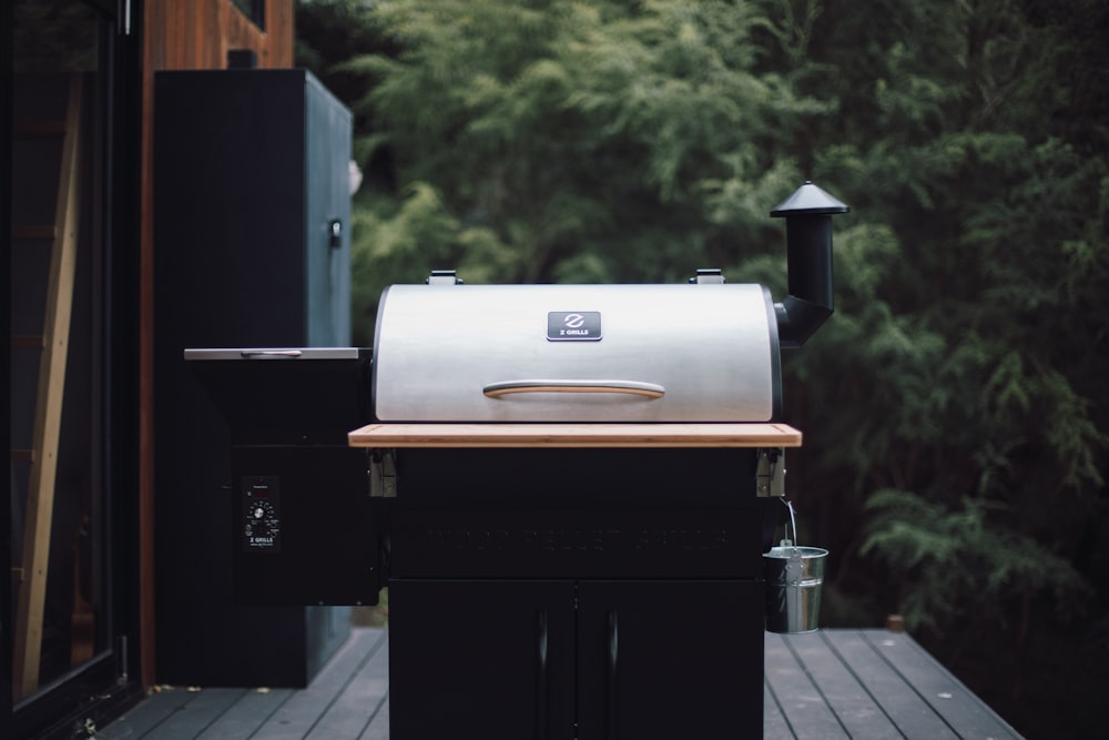 black and silver outdoor grill