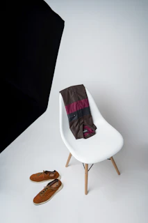 white and red padded chair