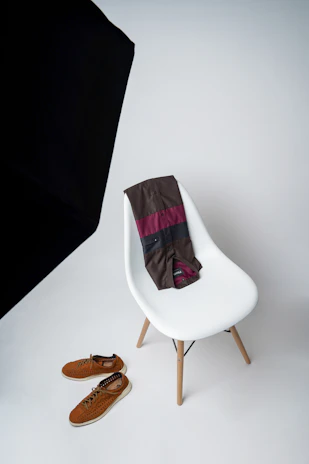 white and red padded chair