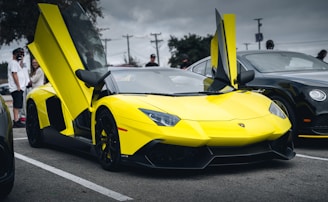 yellow lamborghini aventador on road during daytime