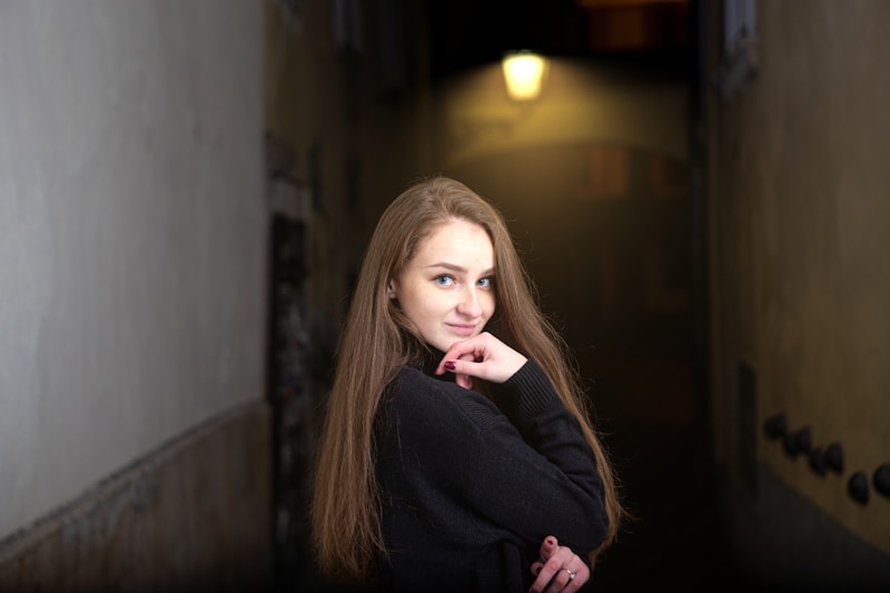 Chic woman in black attire