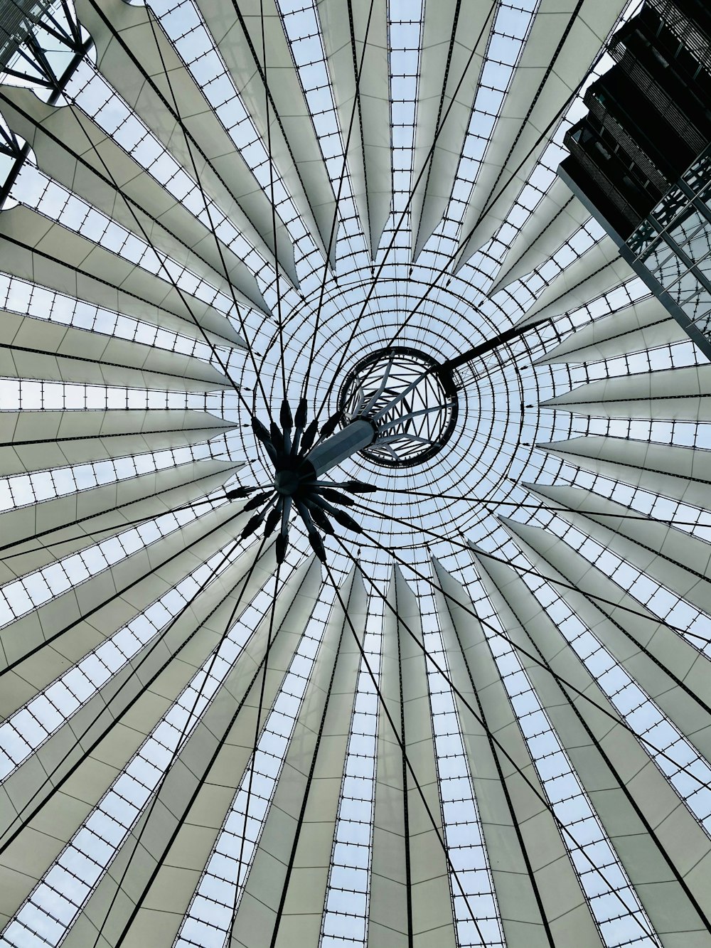 white and black glass ceiling