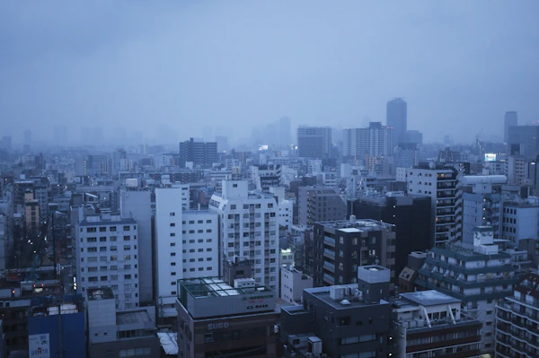 Tokyo street at dawn, quiet and minimal