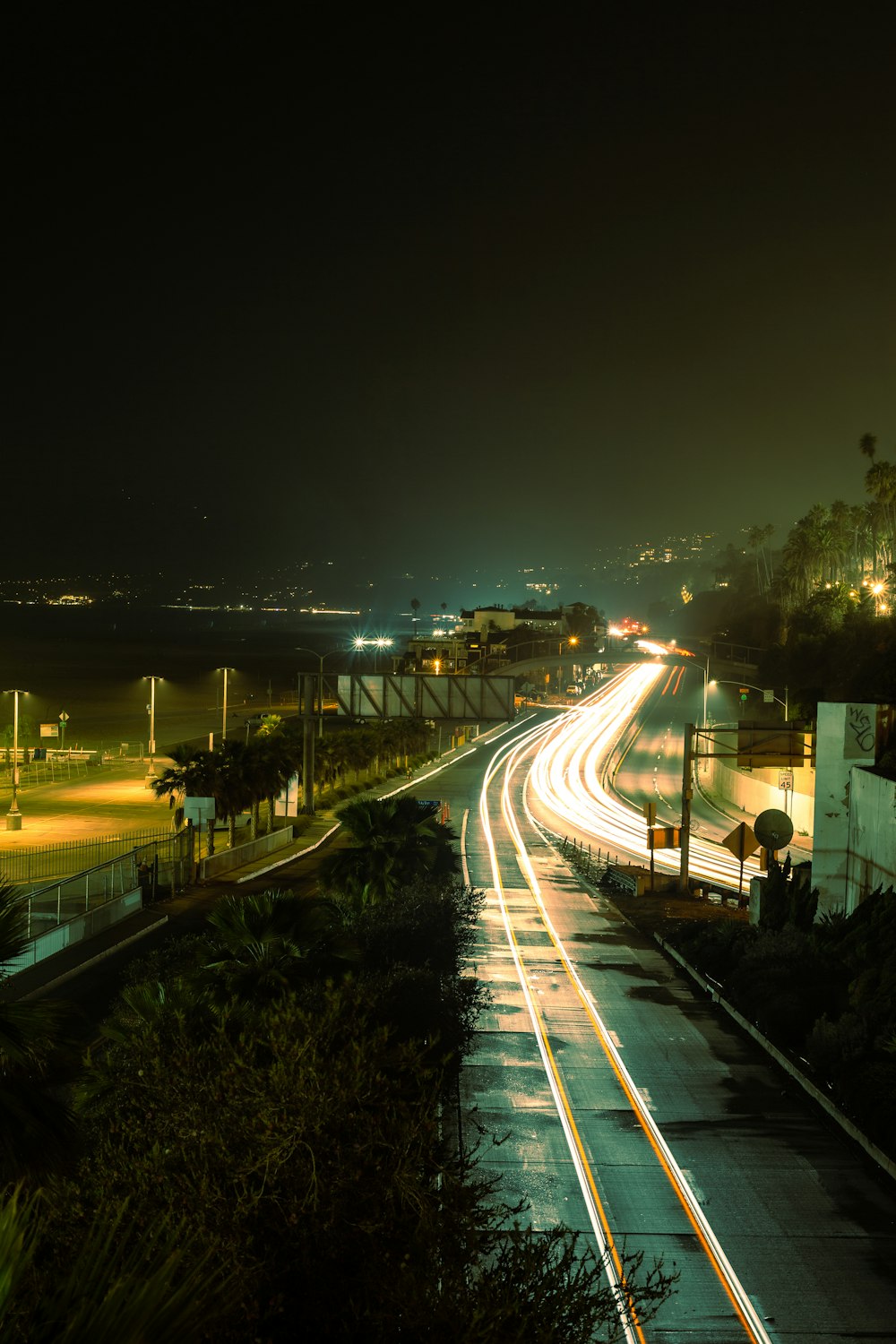 city road during night time