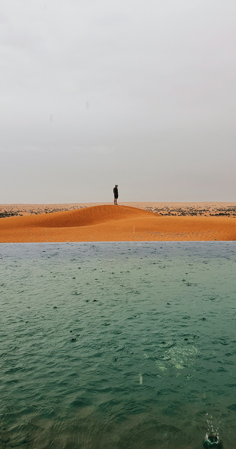 person standing on brown sand near body of water during daytime