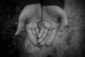 A close-up of hands gently holding a small, glowing heart symbolizing compassion.
