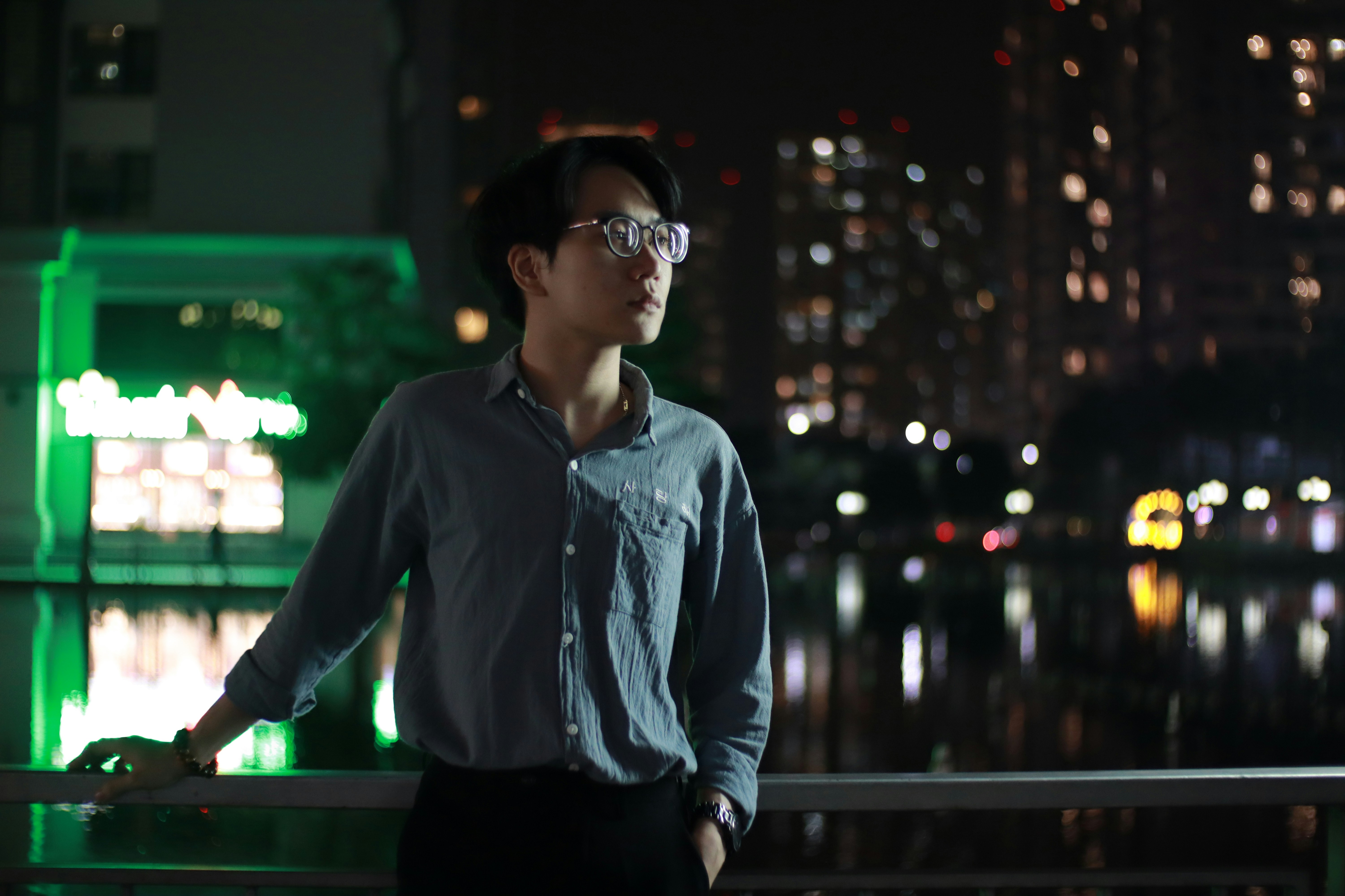 City boy in modern night